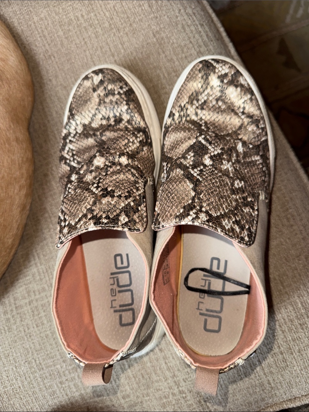 Hey Dude Snake-Print Slip-On Sneakers